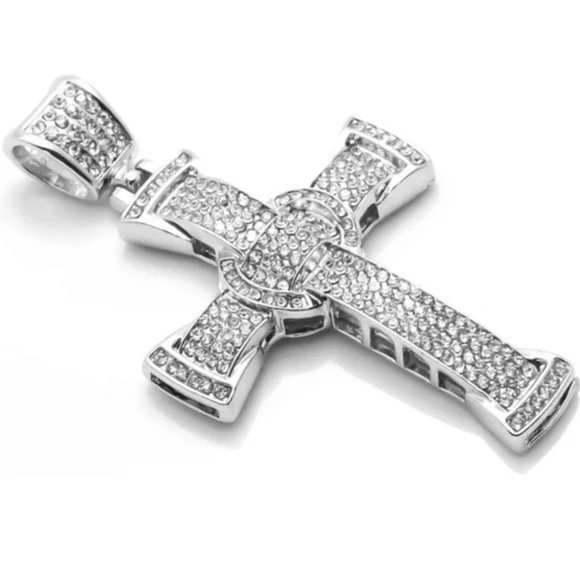 New 18k gold Hip Hop Rapper Iced Out Crystal Cross - Picture 5 of 9